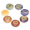 Set 7 pietre dure tonde piatte con simboli 7 chakra 3 cm