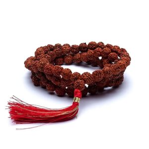 Mala Rudraksha 108 grani 0,8 con nappina rossa