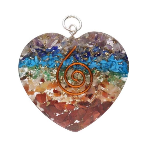 Ciondolo Orgonite Cuore con Chakra 4 cm